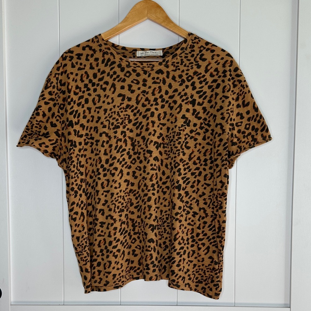 We The Free Animal Print Top in Brown and Black Size Small